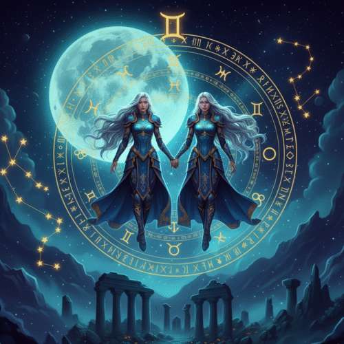 Gemini zodiac sign illustration