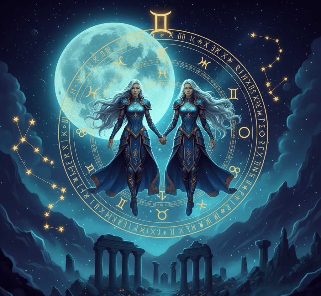 Gemini zodiac sign illustration