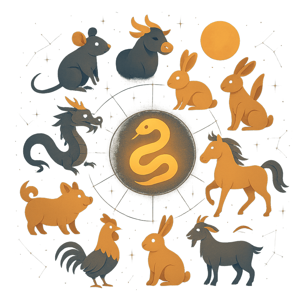 Chinese Horoscope October 2025 – Zodiac Wheel with Snake Year Theme