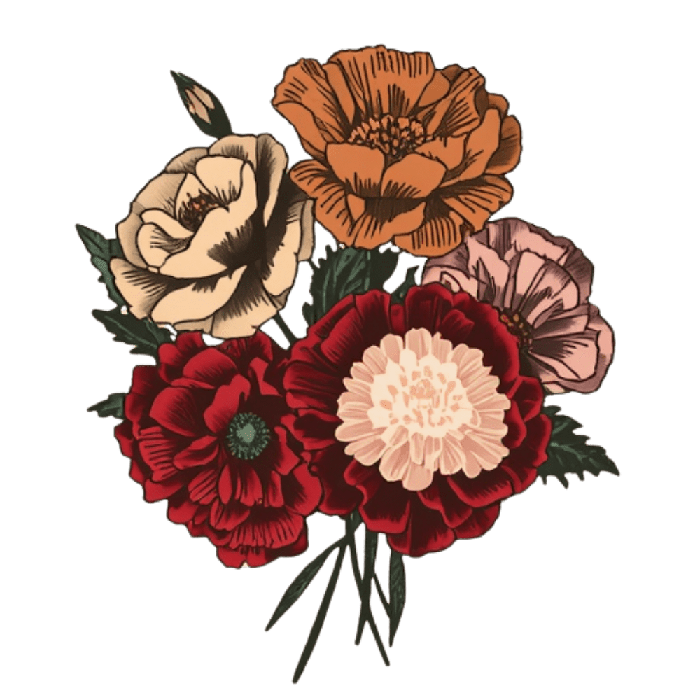 Carnation bouquet tattoo design