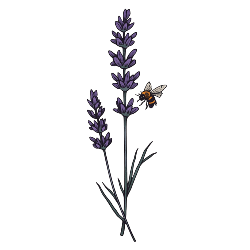 Lavender and bee tattoo design