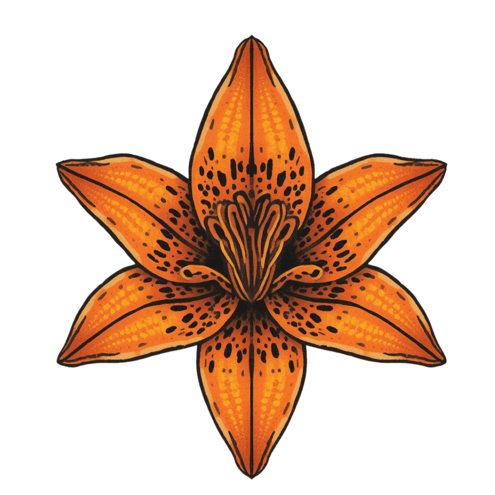 Tiger lily colour piece tattoo design