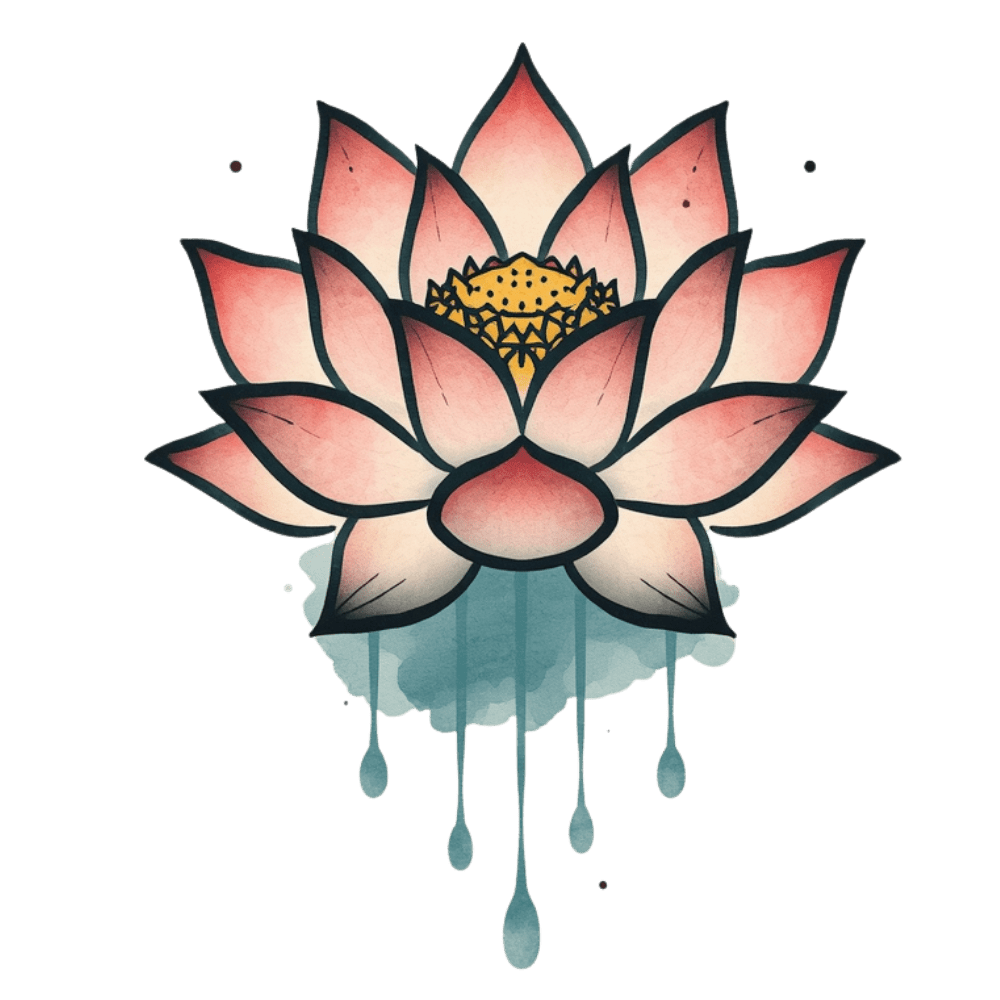 Watercolour lotus tattoo design