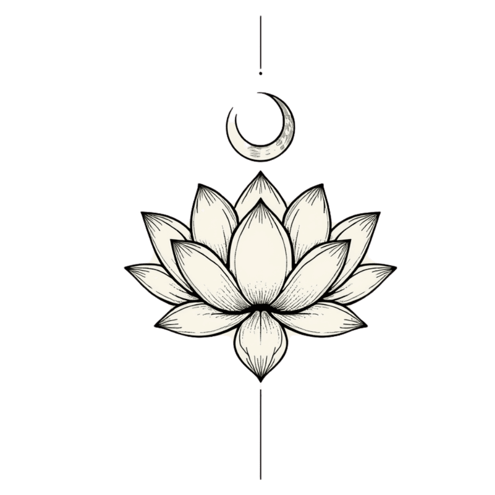 Lotus and moon tattoo design