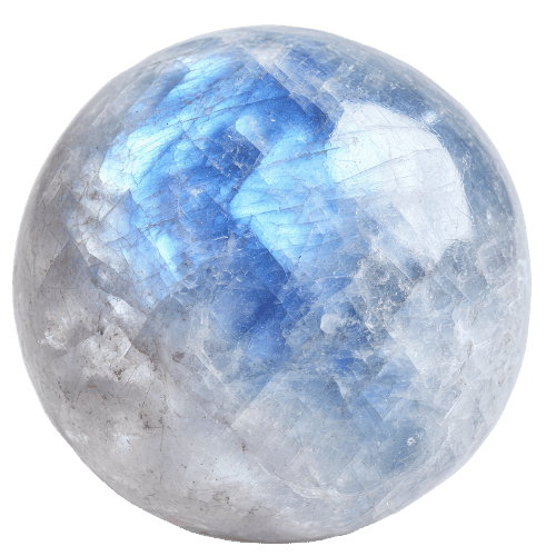 Moonstone gemstone — birthstone for June showing blue adularescence