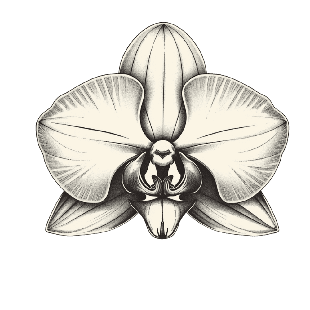 Black-and-grey orchid tattoo design