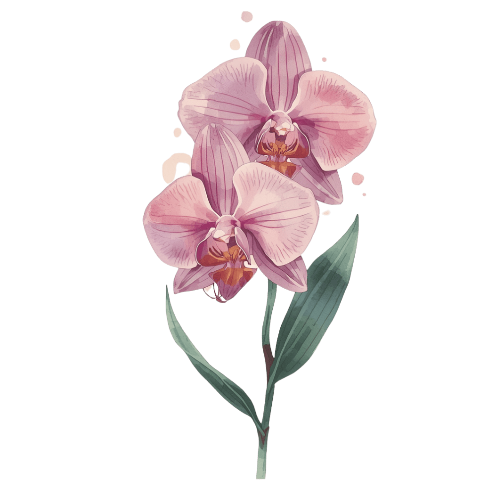 Watercolour orchid tattoo design