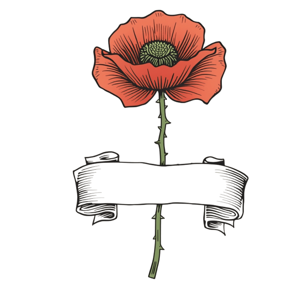 Poppy with a name tattoo design