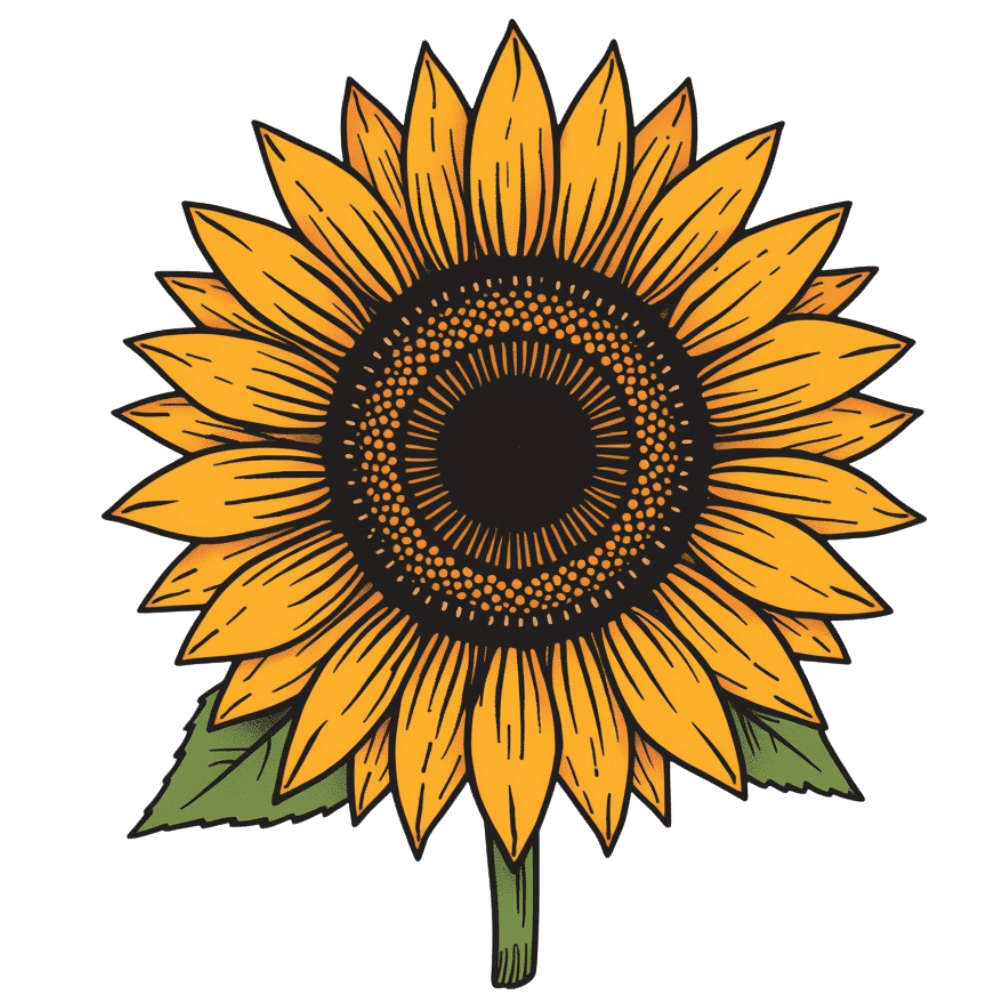 Single bold sunflower tattoo design