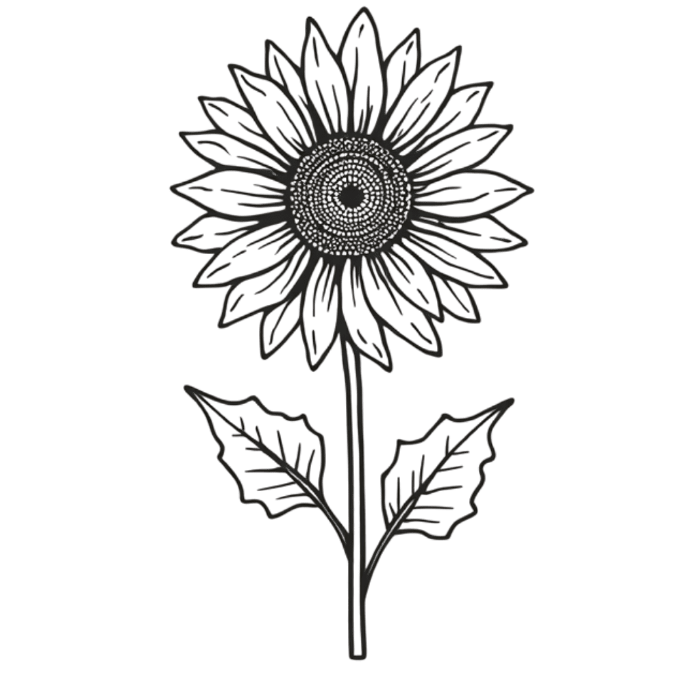 Fine-line sunflower tattoo design